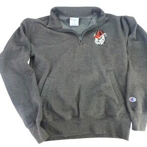 Champion Men's Gray University of Georgia Bulldogs 1/4 Zip Pullover Sweatshirt S